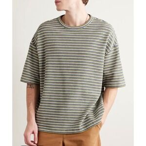 A.P.C. Rue Madame Paris Mens Bahia Cotton‎ Knit T-Shirt Green Multi Retro Boho M